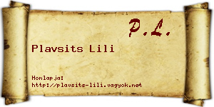 Plavsits Lili névjegykártya